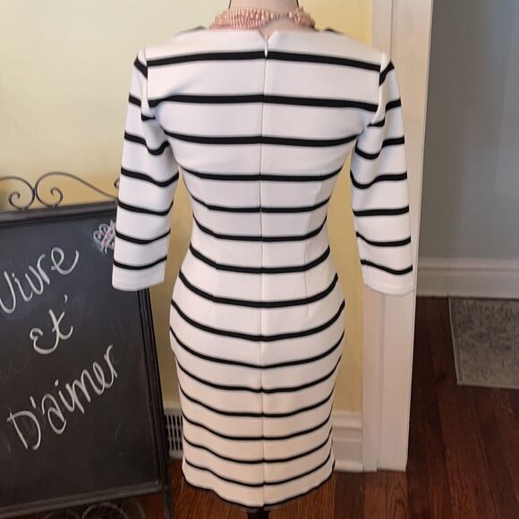 Eliza J Ivory Classic *Chic* Striped Stretch Sheath Dress EUC - Picture 6 of 10